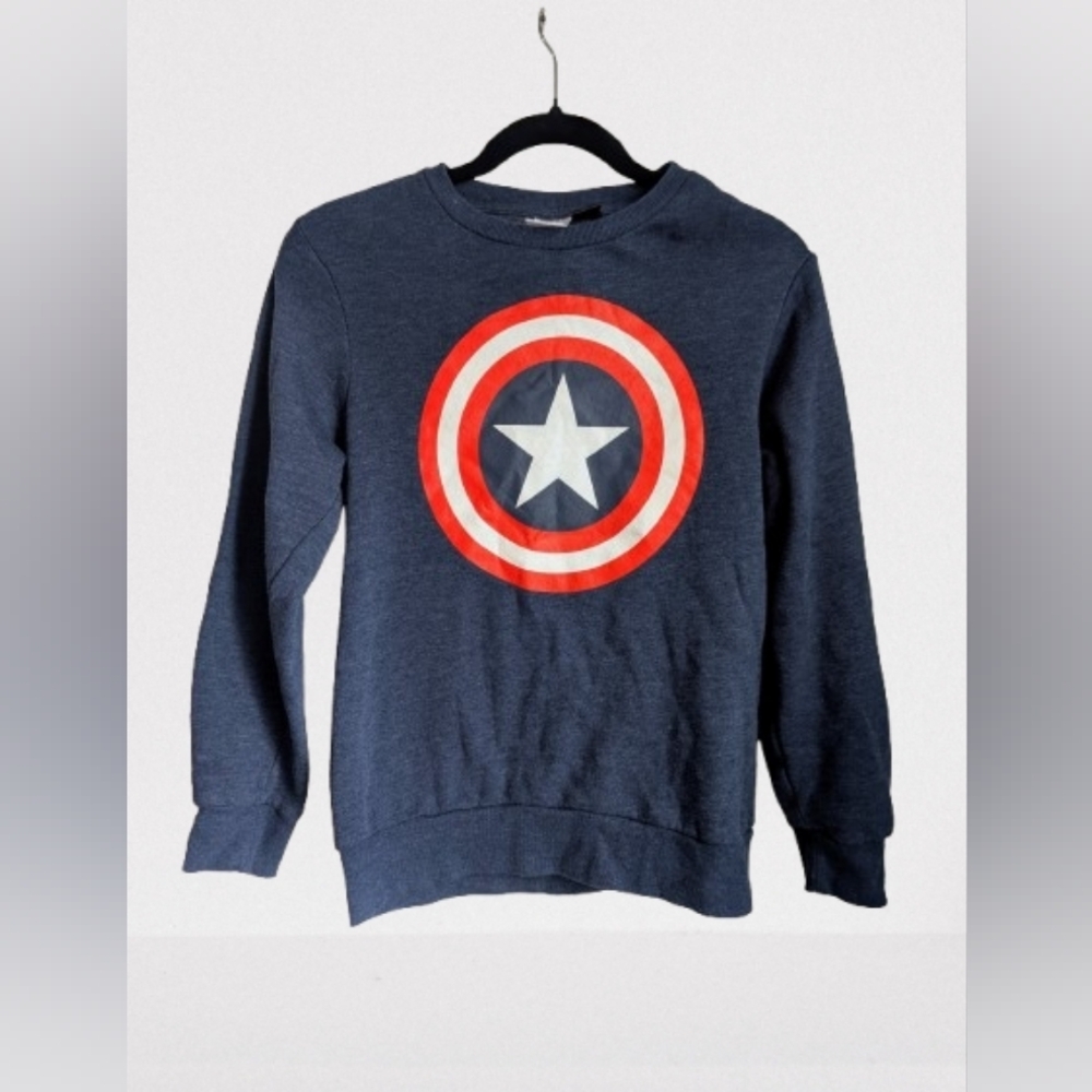 Boys Marvel Navy Captain America Hoodie- Large